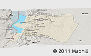 Shaded Relief Panoramic Map of Karak, semi-desaturated
