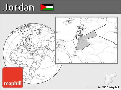 Gray Location Map of Jordan, blank outside