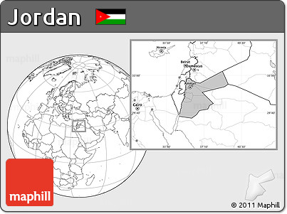 Gray Location Map of Jordan, blank outside