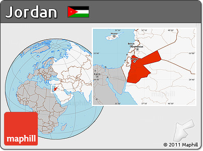 Gray Location Map of Jordan, highlighted continent