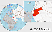 Gray Location Map of Jordan, highlighted continent