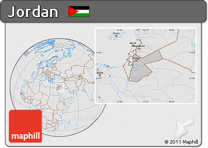 Gray Location Map of Jordan, lighten, desaturated