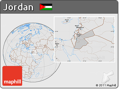 Gray Location Map of Jordan, lighten, desaturated