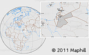 Gray Location Map of Jordan, lighten, desaturated