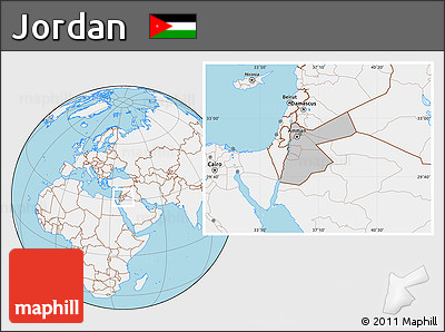 Gray Location Map of Jordan, lighten, land only