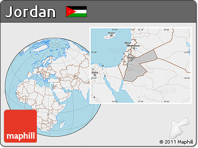 Gray Location Map of Jordan, lighten, land only