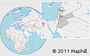 Gray Location Map of Jordan, lighten, land only