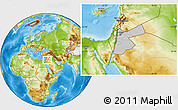 Gray Location Map of Jordan, physical outside