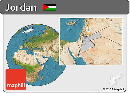 Gray Location Map of Jordan, satellite outside