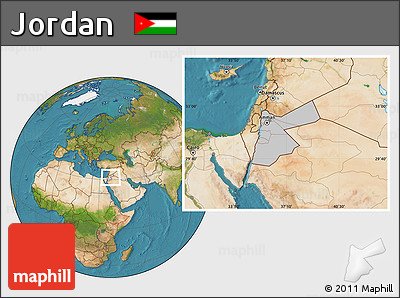 Gray Location Map of Jordan, satellite outside