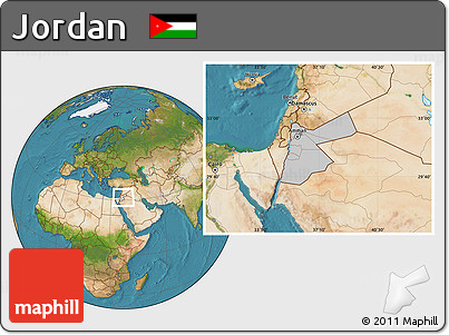 Gray Location Map of Jordan, satellite outside