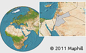 Gray Location Map of Jordan, satellite outside