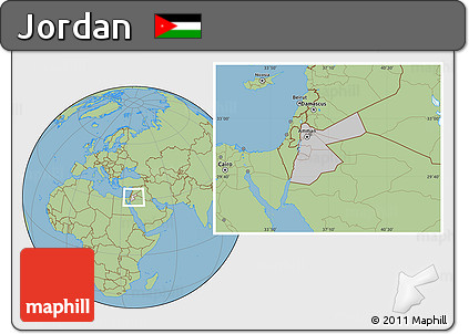 Gray Location Map of Jordan, savanna style outside