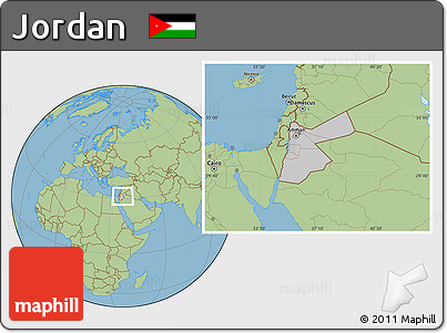Gray Location Map of Jordan, savanna style outside