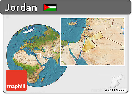 Physical Location Map of Jordan, satellite outside
