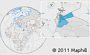 Political Location Map of Jordan, lighten, desaturated