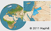 Political Location Map of Jordan, satellite outside