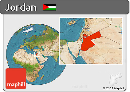 Satellite Location Map of Jordan