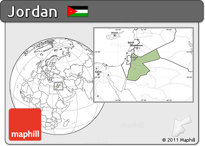 Savanna Style Location Map of Jordan, blank outside