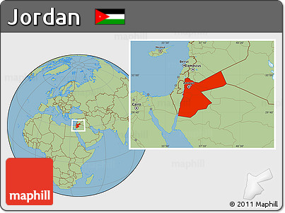 Savanna Style Location Map of Jordan