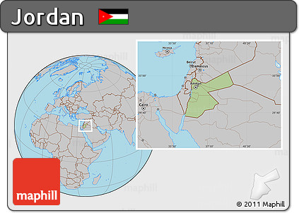 Savanna Style Location Map of Jordan, gray outside
