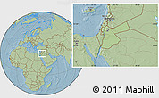 Savanna Style Location Map of Jordan, hill shading outside