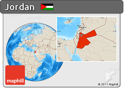 Shaded Relief Location Map of Jordan