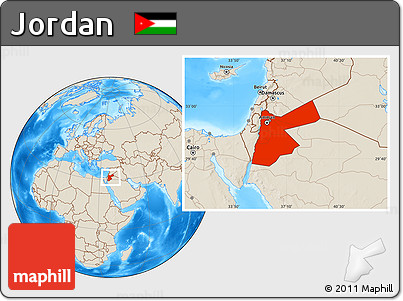 Shaded Relief Location Map of Jordan