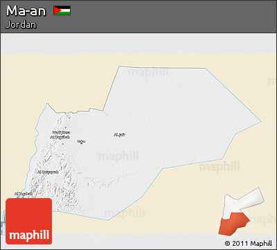 Classic Style 3D Map of Ma-an, single color outside
