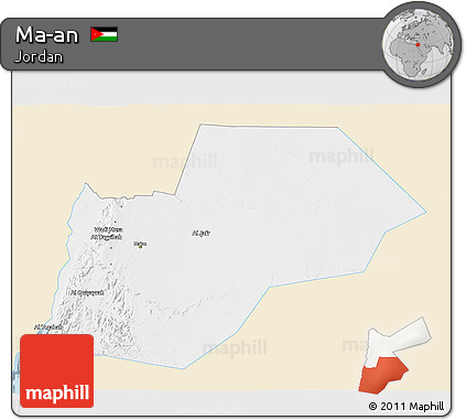 Classic Style 3D Map of Ma-an, single color outside