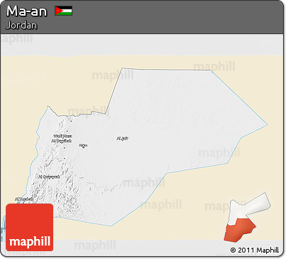 Classic Style 3D Map of Ma-an, single color outside