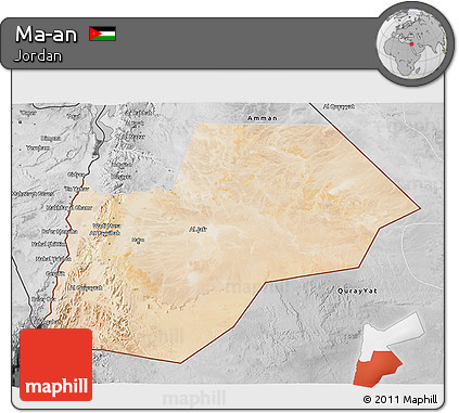 Satellite 3D Map of Ma-an, desaturated
