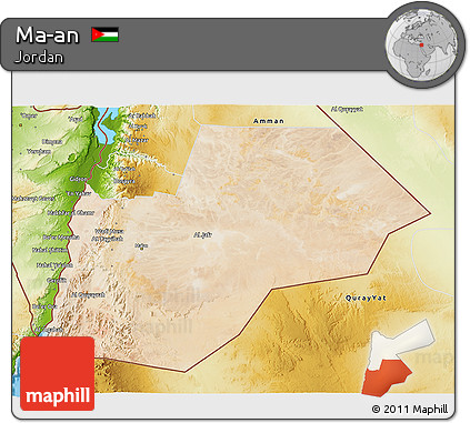 Satellite 3D Map of Ma-an, physical outside