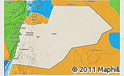Shaded Relief 3D Map of Ma-an, political outside