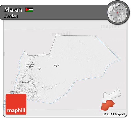 Silver Style 3D Map of Ma-an, single color outside