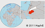 Gray Location Map of Ma-an, highlighted country, within the entire country