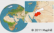 Satellite Location Map of Ma-an, highlighted country, within the entire country