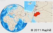 Shaded Relief Location Map of Ma-an, within the entire country