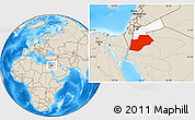 Shaded Relief Location Map of Ma-an, highlighted country