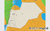Shaded Relief Map of Ma-an, political outside