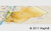 Physical Panoramic Map of Ma-an, shaded relief outside