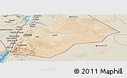 Satellite Panoramic Map of Ma-an, shaded relief outside