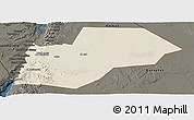 Shaded Relief Panoramic Map of Ma-an, darken