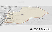 Shaded Relief Panoramic Map of Ma-an, desaturated