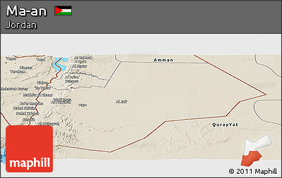 Shaded Relief Panoramic Map of Ma-an