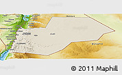Shaded Relief Panoramic Map of Ma-an, physical outside