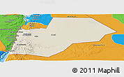 Shaded Relief Panoramic Map of Ma-an, political outside