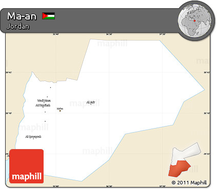 Classic Style Simple Map of Ma-an, single color outside