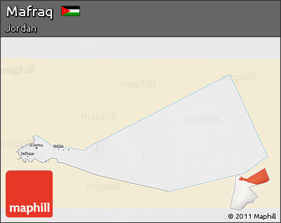 Classic Style 3D Map of Mafraq, single color outside