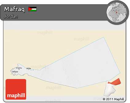 Classic Style 3D Map of Mafraq, single color outside